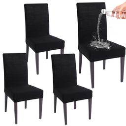 HOKIPO Black 4 Pieces Water Resistant Dining Table Chair Covers-image-39