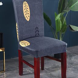 HOUSE OF QUIRK Grey & Yellow Printed Removable Washable Chair Cover-9