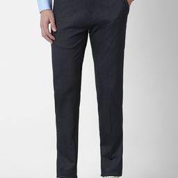 Peter England Men Slim Fit Mid-Rise Textured Formal Trousers-picture-30