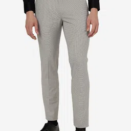 JADE BLUE Men Slim Fit Checked Formal Trousers-image-78