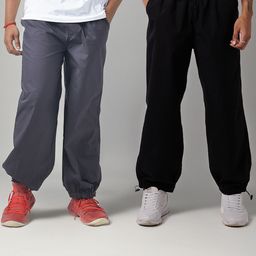 IZF Men Pack of 2 Oversized Cotton Parachute Pants-image-48