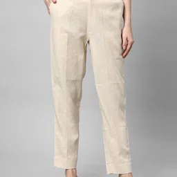 KAMI KUBI Women Straight Fit Cotton Linen Trousers-image-58