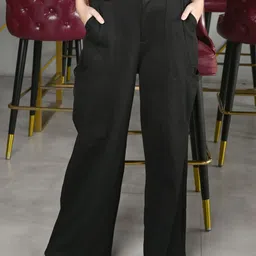 ODETTE Women Straight Fit Mid-Rise Trousers-image-46