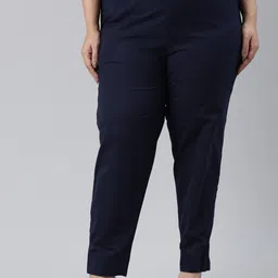 Go Colors Women Plus Size Relaxed Straight Fit Cotton Trousers-73