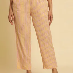 W Women Geometric Printed Straight Fit Pure Cotton Ethnic Trousers-image-30