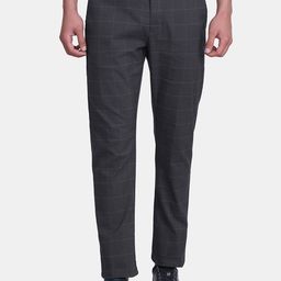 Blackberrys Men Charcoal Grey Checked B-95 Slim Fit Trousers-image-50