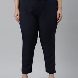 Go Colors Women Plus Size Tapered Fit Formal Trousers-67
