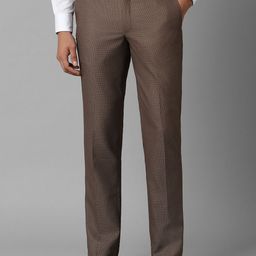 Louis Philippe Men Slim Fit Textured Flat Front Formal Trousers-image-35