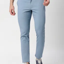 Basics Men Tapered Fit Mid-Rise Plain Cotton Trousers-image-9