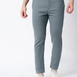 Basics Checked Mid Rise Tapered Fit Cotton Trousers-image-33