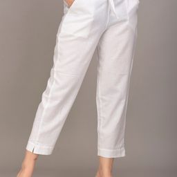 IQRAAR Women White Slim Fit Trousers-image-48