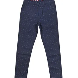 Allen Solly Junior Boys Navy Blue Printed Slim Fit Trousers-image-44