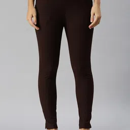 Soch Women Plain Mid-Rise Slip-On Slim Fit Trousers-image-89