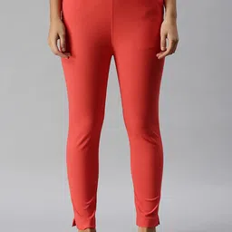 Soch Women Red Slim Fit Mid-Rise Trousers-29