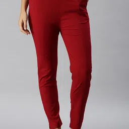 Soch Women Plain Mid-Rise Slip-On Slim Fit Trousers-image-62