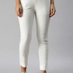 Soch Women Off White Slim Fit Mid-Rise Trousers-image-73