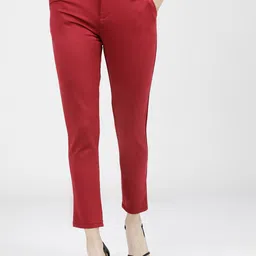 Tokyo Talkies Women Maroon Slim Fit Trousers-image-79