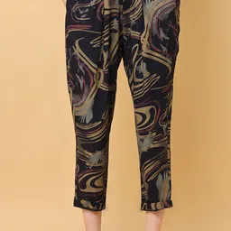 BLACK & BLAH BLAH Women Printed Relaxed Loose Fit Trousers-image-45