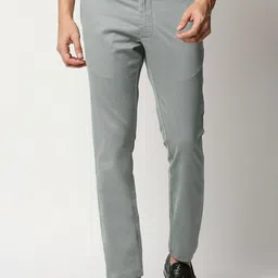 Basics Men Grey Tapered Fit Trousers-image-62