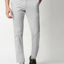 Basics Men Grey Tapered Fit Trousers-image-40