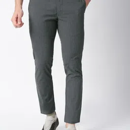 Basics Men Tapered Fit Cotton Casual Trousers-image-76