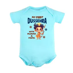 FFLIRTYGO Infants Typography Printed Dussehra Special Pure Cotton Bodysuit-image-81