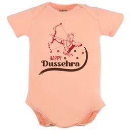 FFLIRTYGO Infants Typography Printed Dussehra Special Pure Cotton Bodysuit-image-94