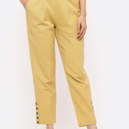 Jaipur Kurti Women Beige Regular Fit Solid Regular Trousers-image-83