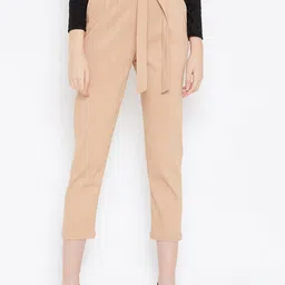 Zastraa Women Slim Fit High-Rise Pleated Peg Trousers-image-3