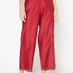 Fabindia Women Red Cotton Silk Trousers-image-88