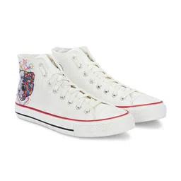 CROWCIA LONDON Men AI Bear Printed Round Toe Lightweight Canvas Sneakers-image-2