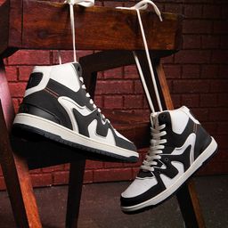 The Souled Store Urban Blaze Men Colourblocked PU High-Top Sneakers-image-51
