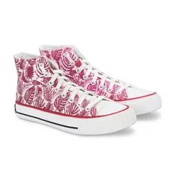 CROWCIA LONDON Men Printed Round Toe Lightweight Canvas Sneakers-image-16