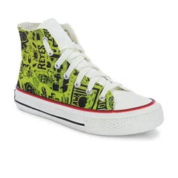 CROWCIA LONDON Men Printed Lightweight High-Top Canvas Sneakers-image-88