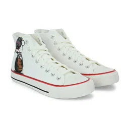 CROWCIA LONDON Men Printed Round Toe Lightweight Canvas Sneakers-image-44