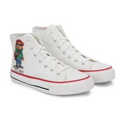 CROWCIA LONDON Men Printed Round Toe Lightweight Canvas Sneakers-image-18