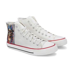 CROWCIA LONDON Men Printed Lightweight High-Top Canvas Sneakers-image-86