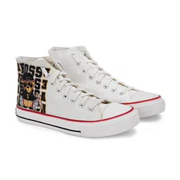 CROWCIA LONDON Men Printed Round Toe Lightweight Canvas Sneakers-image-17