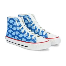 CROWCIA LONDON Men Printed Round Toe Lightweight Canvas Sneakers-image-37