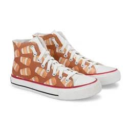 CROWCIA LONDON Men Printed Lightweight High-Top Canvas Sneakers-image-92