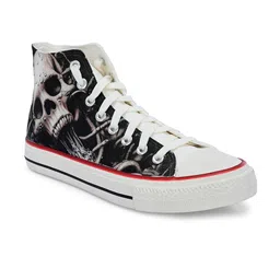 CROWCIA LONDON Men Printed Round Toe Lightweight Canvas Sneakers-image-72
