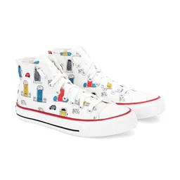 CROWCIA LONDON Men Printed Round Toe Lightweight Canvas Sneakers-image-19