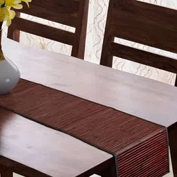 Home Centre Habitat Candere Brown Striped Bamboo Table Runner-16