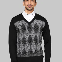 Raymond Men Black & Grey Printed Pullover-picture-31