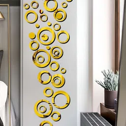 Wall1ders Gold-Toned 40 pcs 3D Mirror Wall Stickers-picture-0