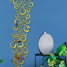 Wall1ders Gold-Toned 70 Rings & Dots Golden 3D Mirror Wall Stickers-picture-18