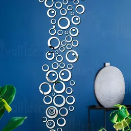 Wall1ders Silver-Toned 70-pcs Rings & Dots 3D Acrylic Mirror Wall Stickers-image-51