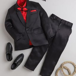 Jeetethnics Boys Shawl Collar Silk Cotton Tuxedo 3 Piece Suit-35