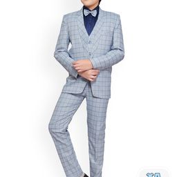 BAESD Boys Checked Single-Breasted 5-Piece Party Suit-picture-13