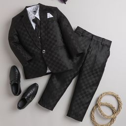 Jeetethnics Infant Boys Checked 4 Piece Party Suits-29